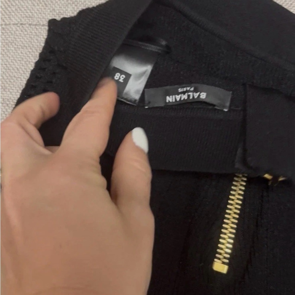 Balmain Black Knit Skirt with Gold Exposed Zip - Picture 6 of 6